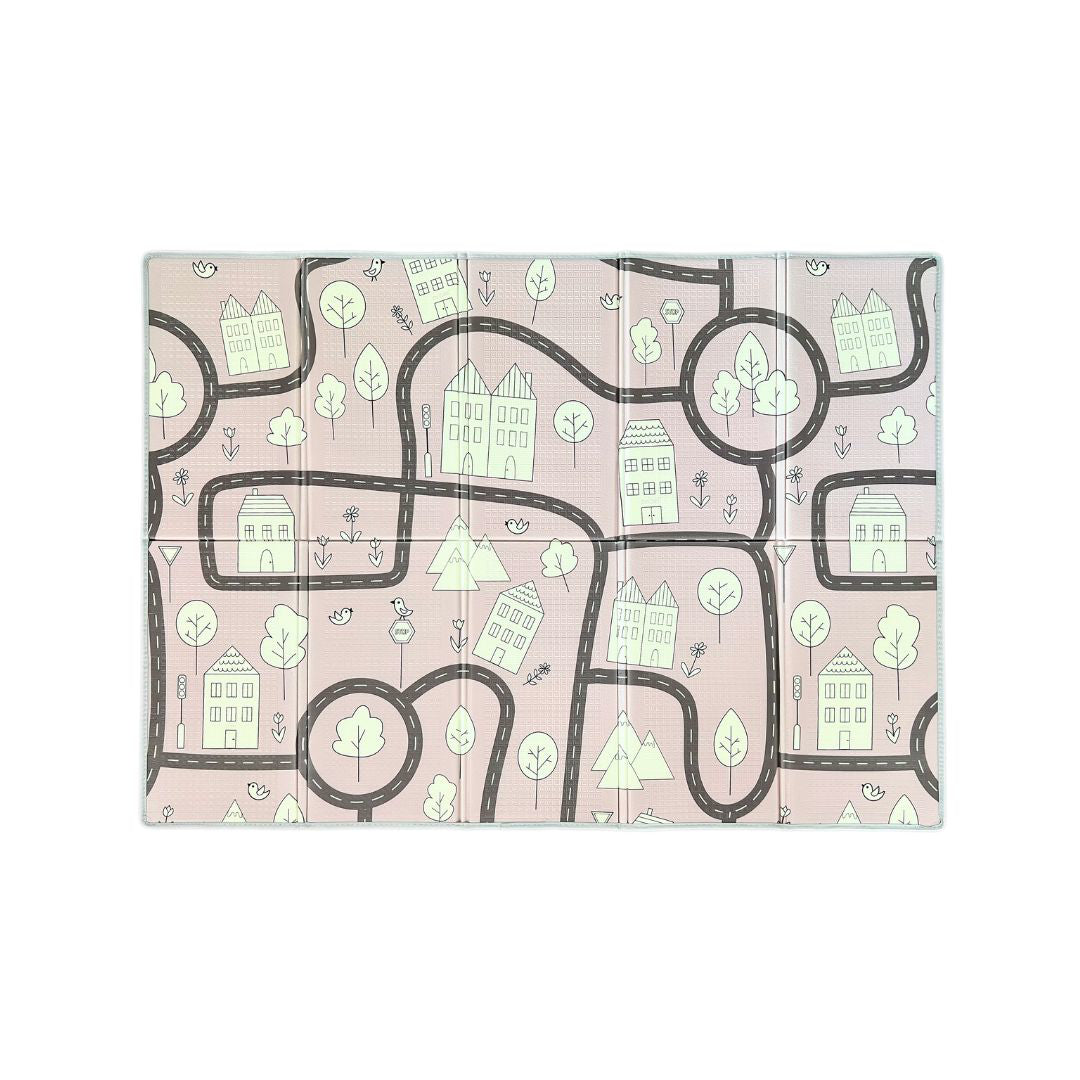 Evibell® Zložljiva igralna podloga 150x190 Dots/City Pink Evibell