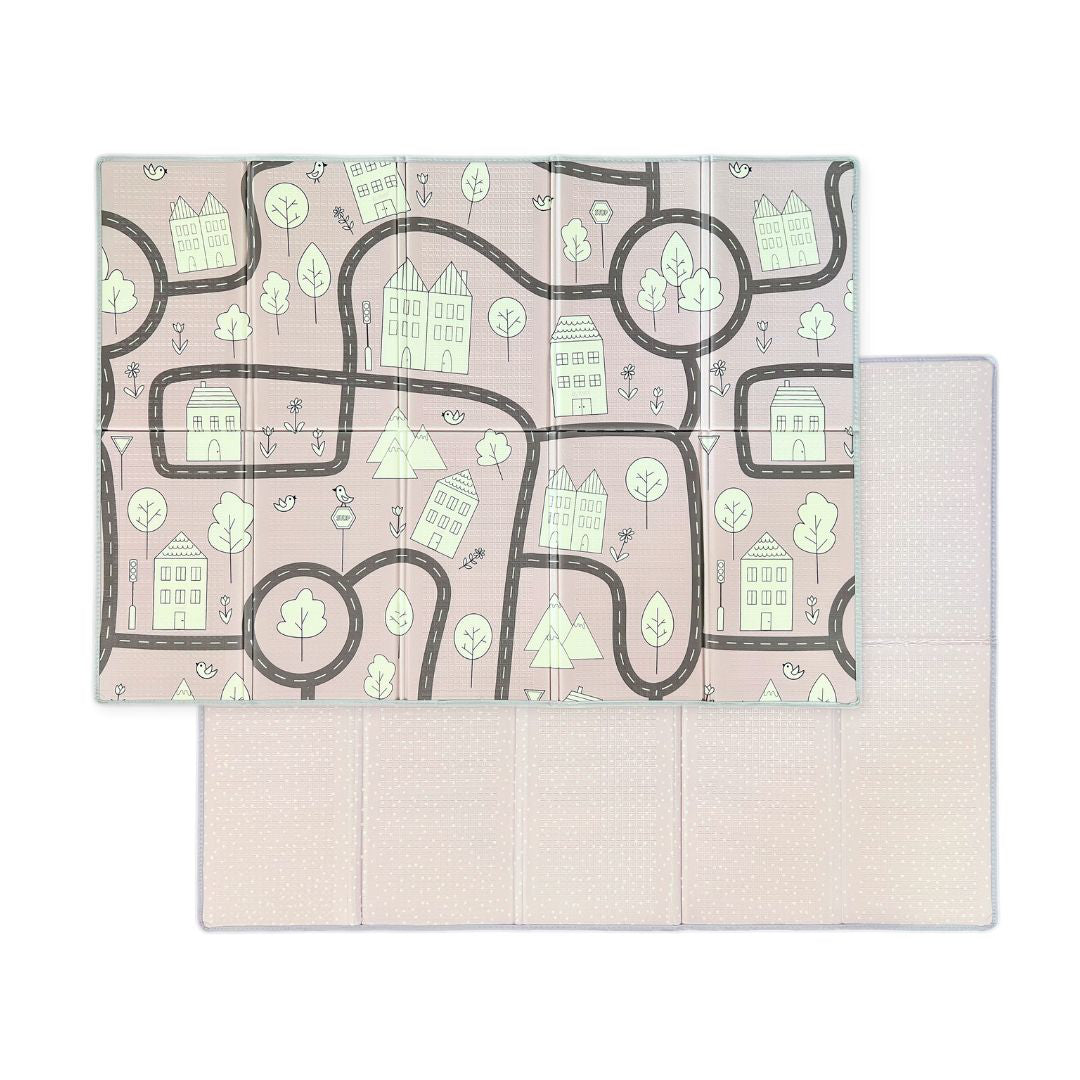 Evibell® Zložljiva igralna podloga 150x190 Dots/City Pink Evibell