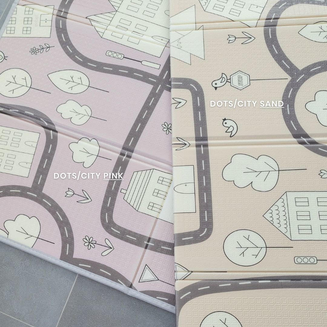 Evibell® Zložljiva igralna podloga 150x190 Dots/City Pink Evibell