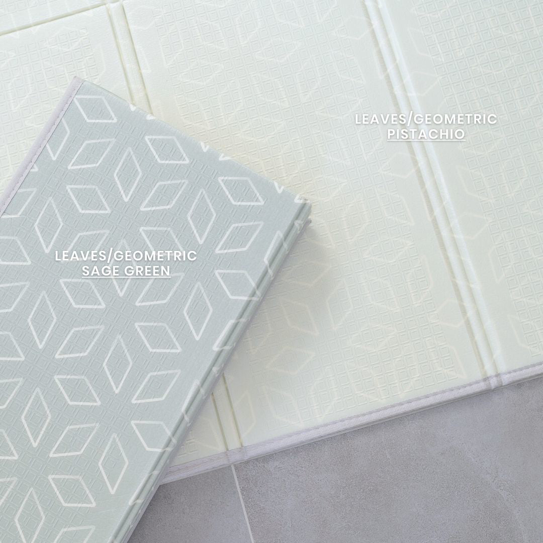 Evibell® Zložljiva igralna podloga 150x190 Leaves/Geometric Sage Green Evibell