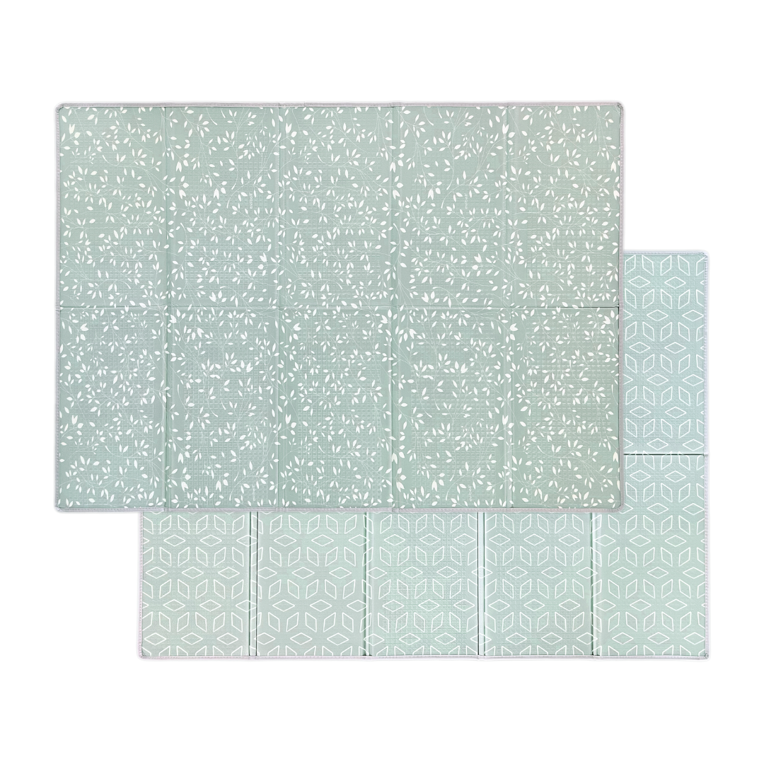 Evibell® Zložljiva igralna podloga 150x190 Leaves/Geometric Sage Green Evibell