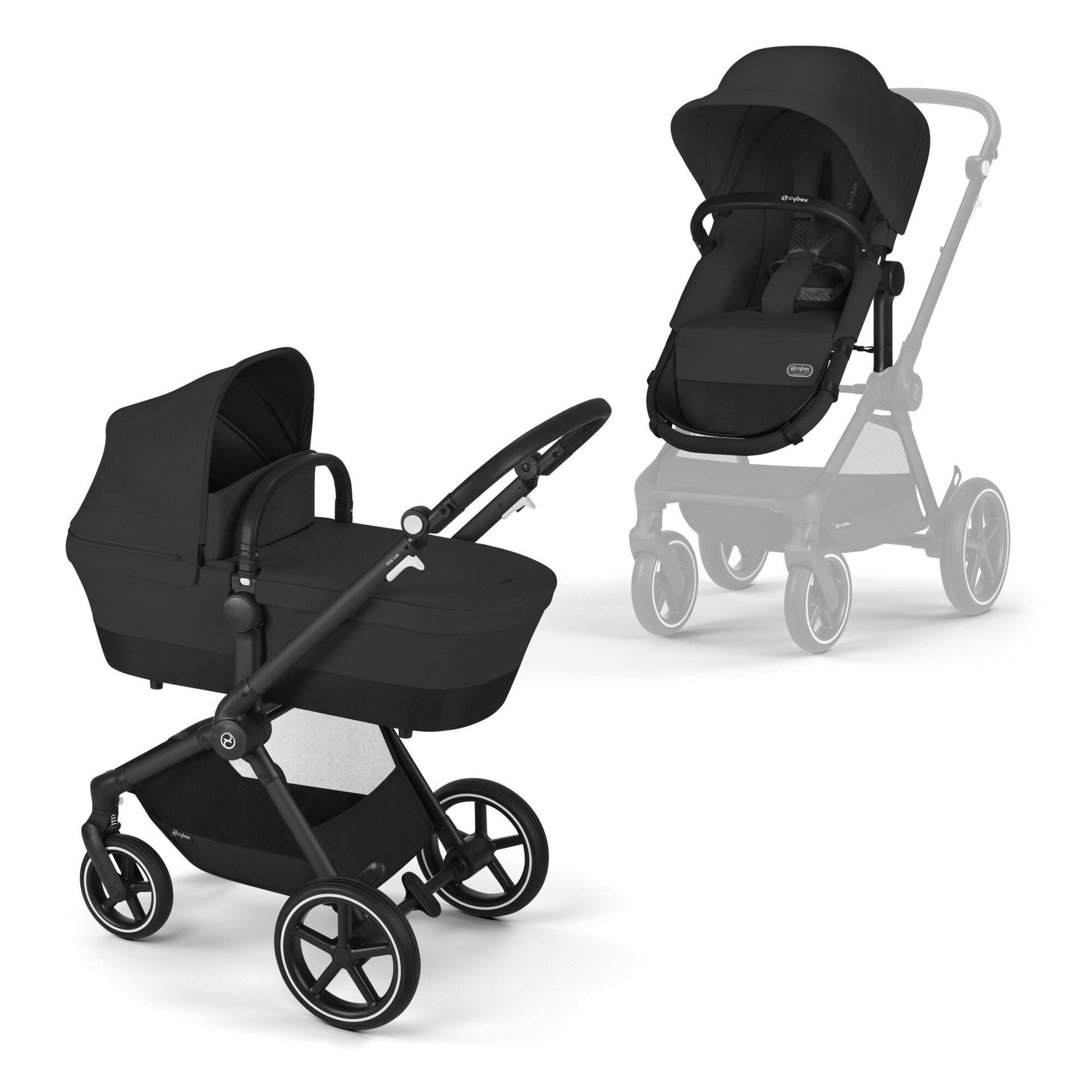 Cybex® Otroški voziček 2v1 Eos™ Lux Moon Black (Black Frame) Cybex