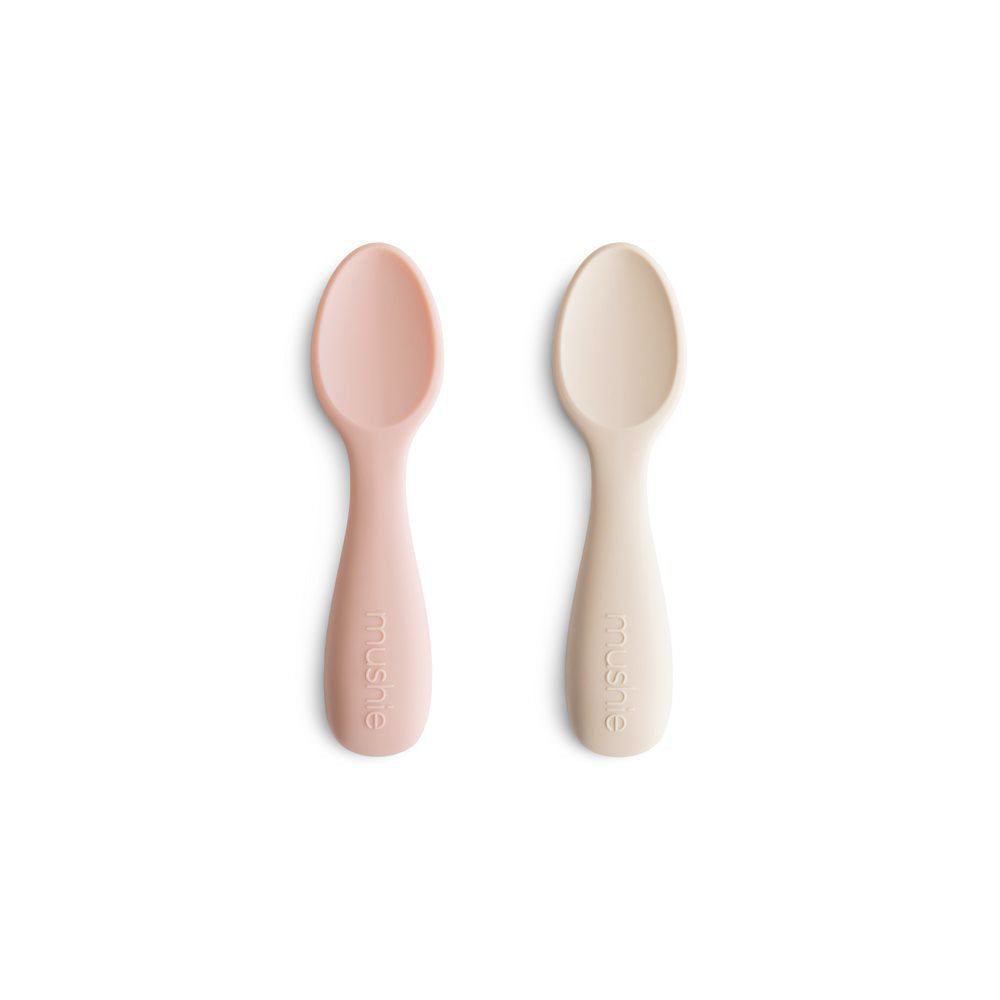Mushie® Set dveh silikonskih žličk Starter Blush/Shifting Sand Mushie