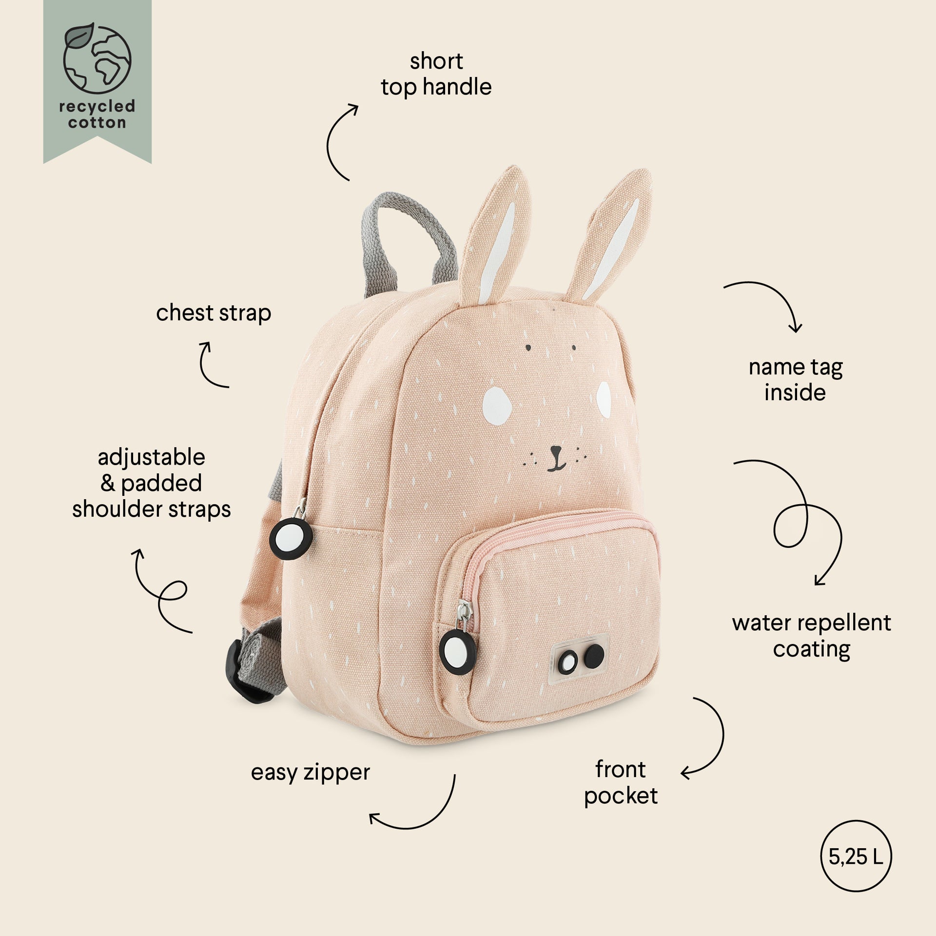 Trixie Baby® Otroški MINI nahrbtnik Mrs. Rabbit Trixie Baby