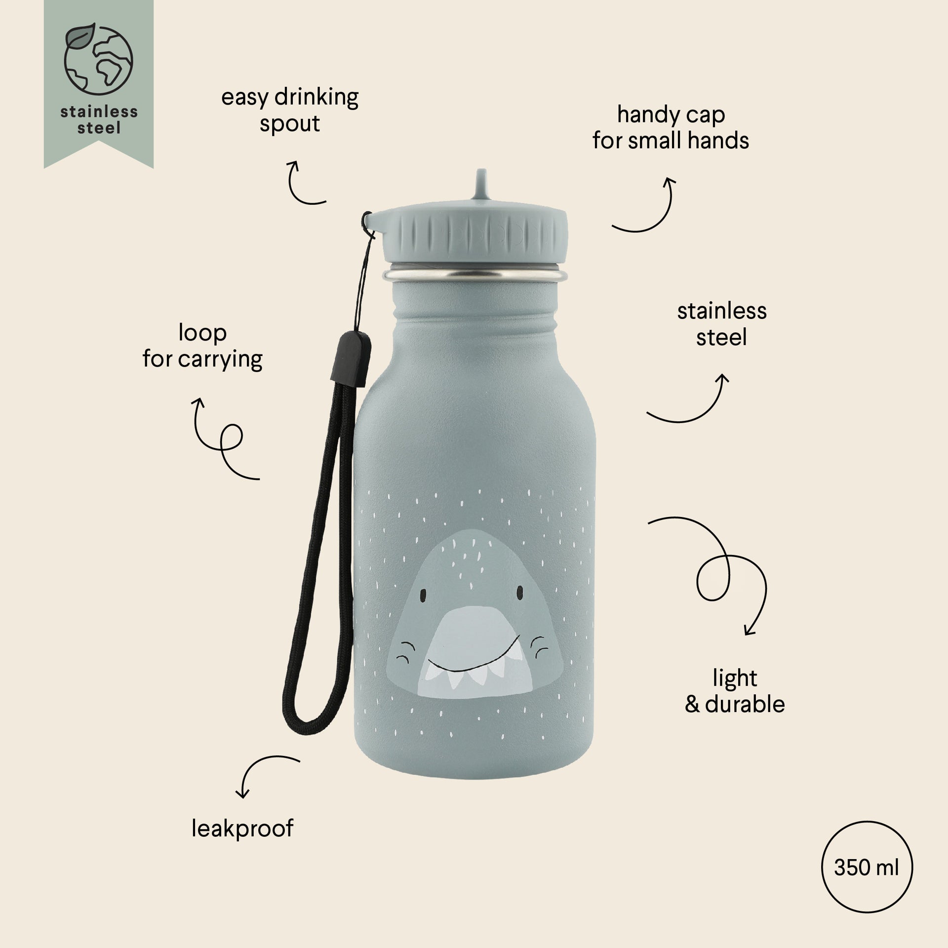 Trixie Baby® Otroška steklenička 350ml Mr. Shark Trixie Baby