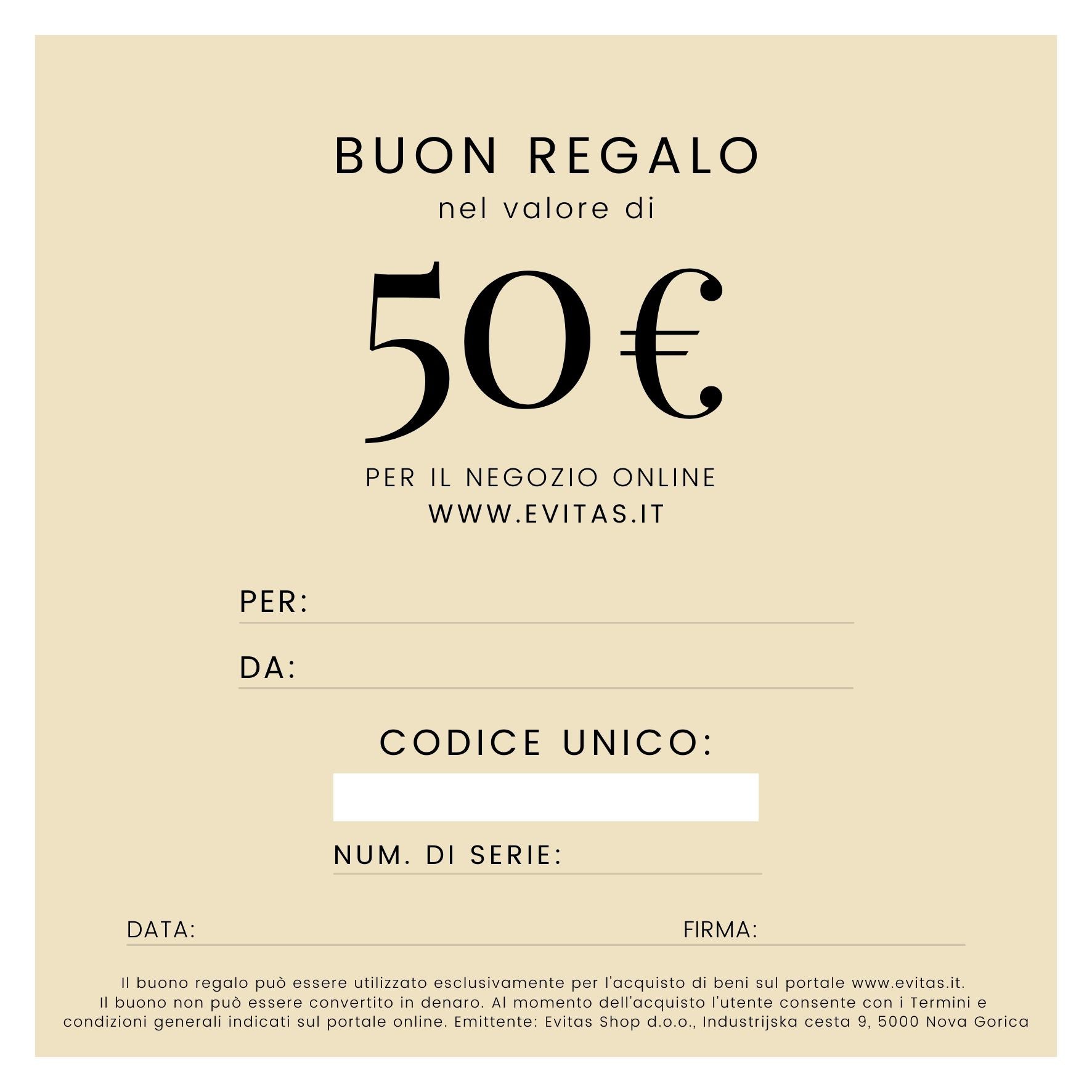Buono regalo Evitas Evitas