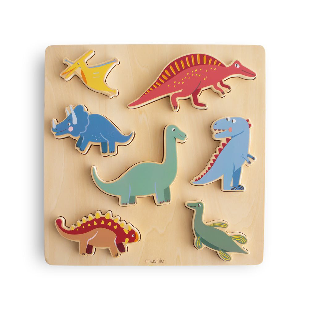 Mushie® Lesena sestavljanka Dinosaur Mushie