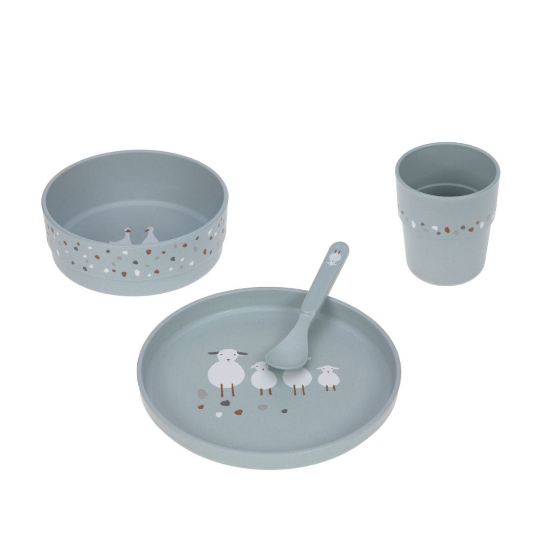Lässig® Set za hranjenje Tiny Farmer, Sheep & Goose Blue Lässig