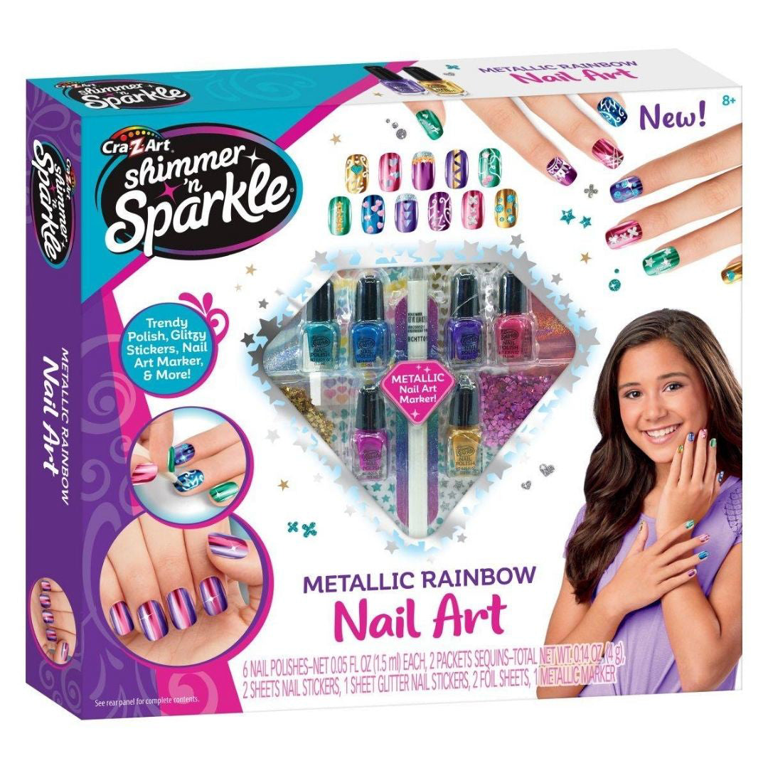 CrazArt® Set izdelovalec nohtov Nail Art Metalic Rainbow CrazArt