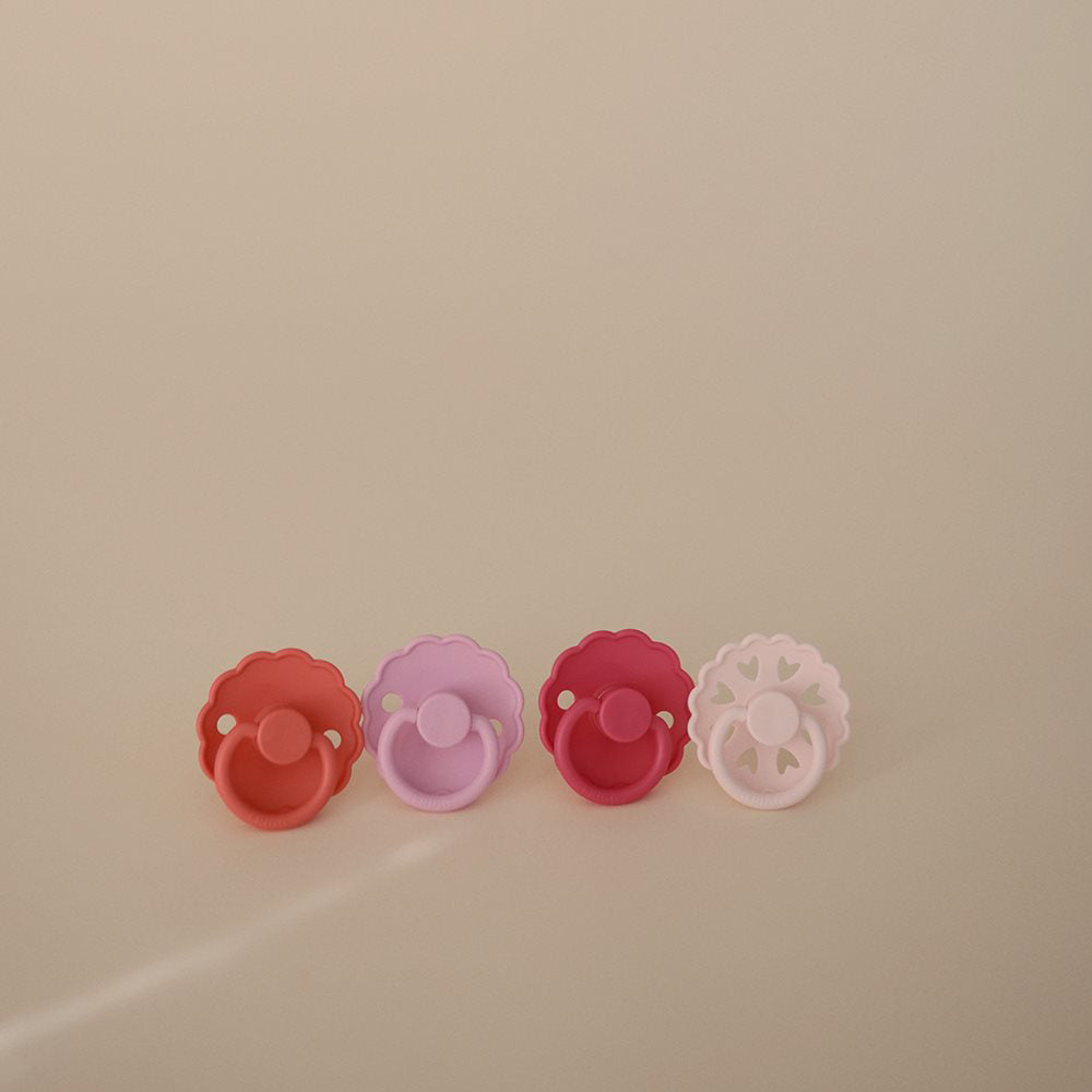 Frigg® Set 4 dudic iz kavčuka Rosy Romance (0-6m) FRIGG