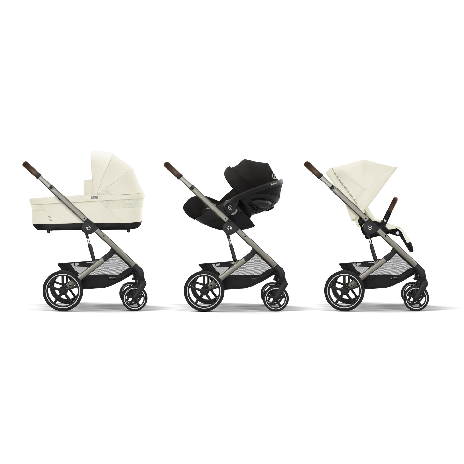 Cybex® Otroški voziček 3v1 Balios S Lux + Avtosedež Cloud G Seashell Beige (+ Rain cover) Cybex