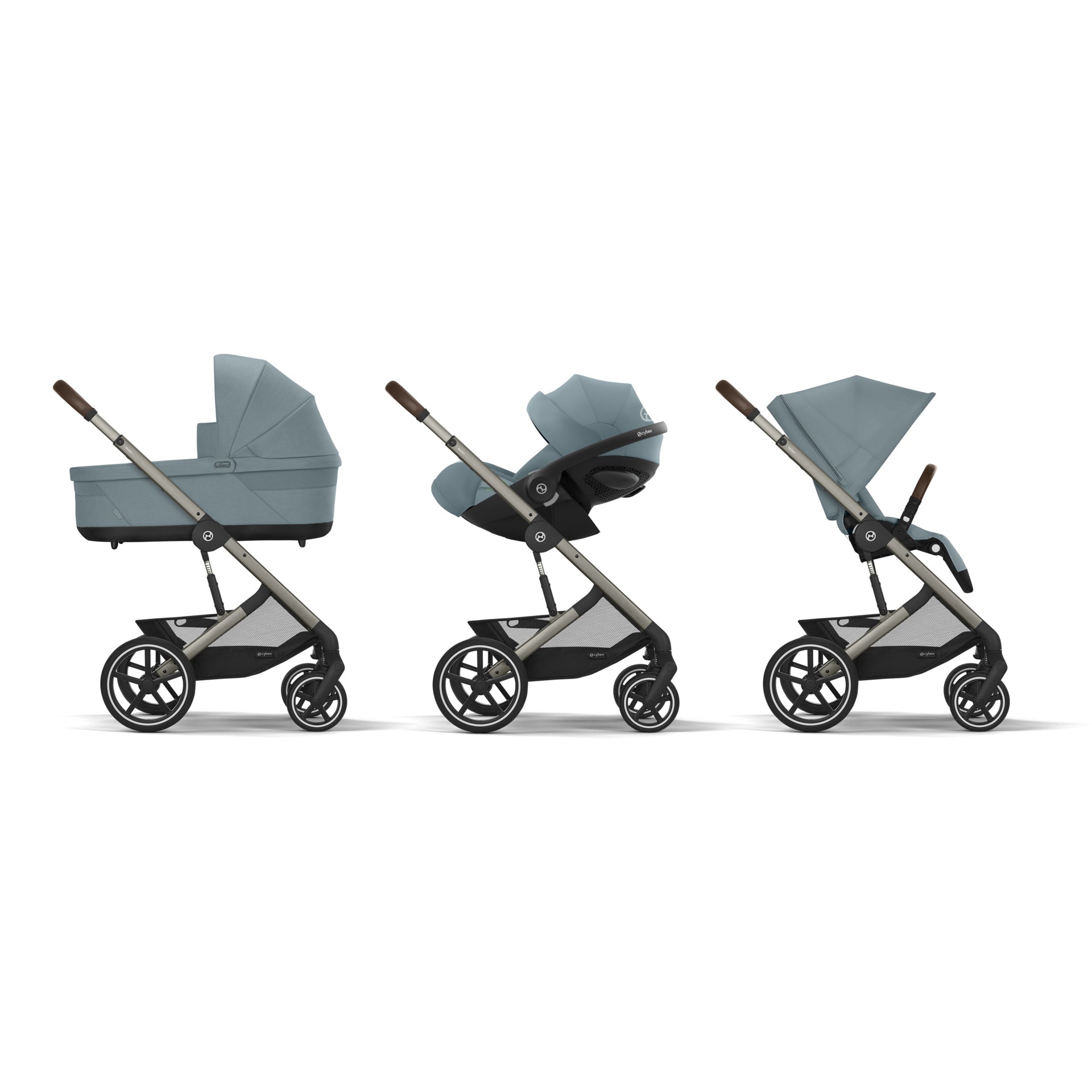 Cybex® Otroški voziček s košaro 2v1 Balios S Lux (0-22 kg) Stormy Blue (Taupe Frame) Cybex