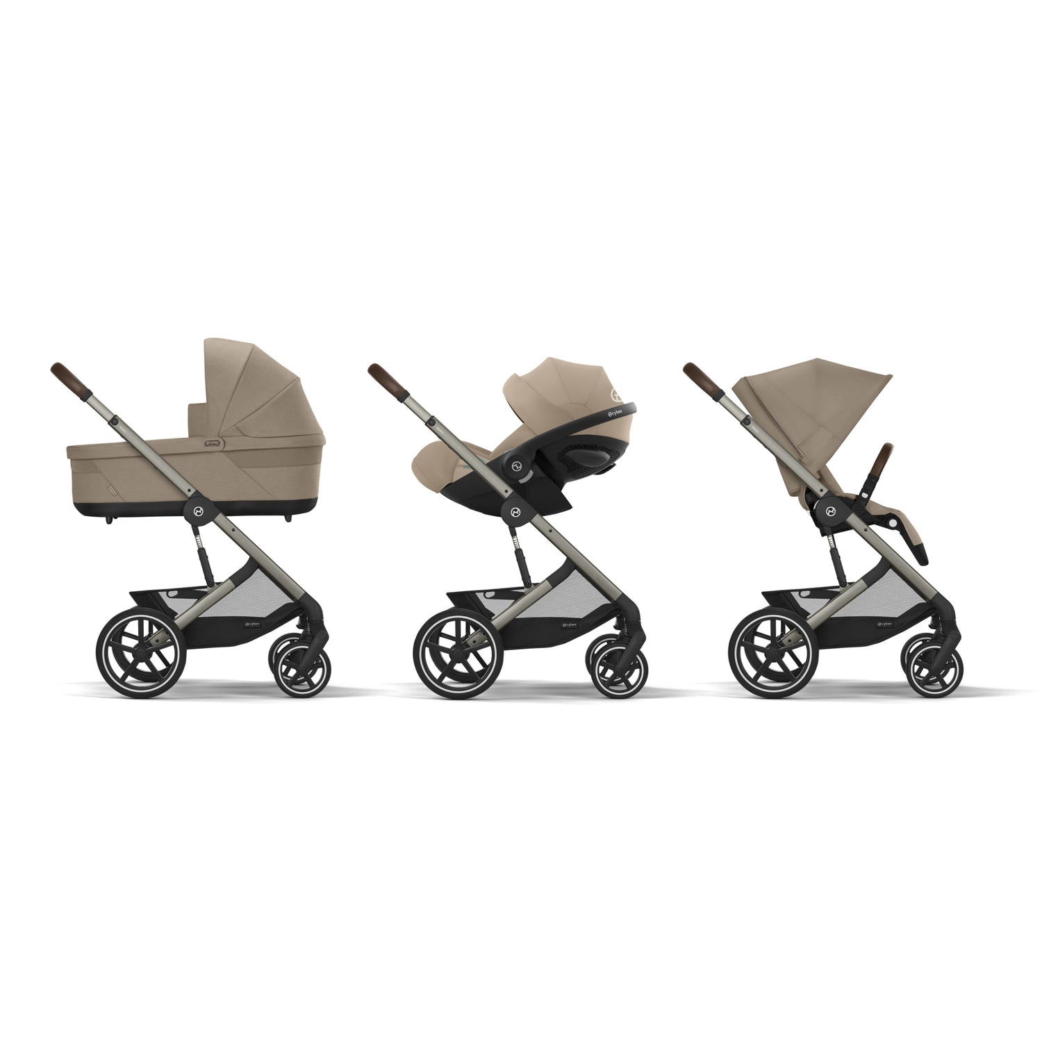 Cybex® Otroški voziček 4v1 Balios S Lux + Avtosedež Cloud G + IsoFix baza G Almond Beige Cybex