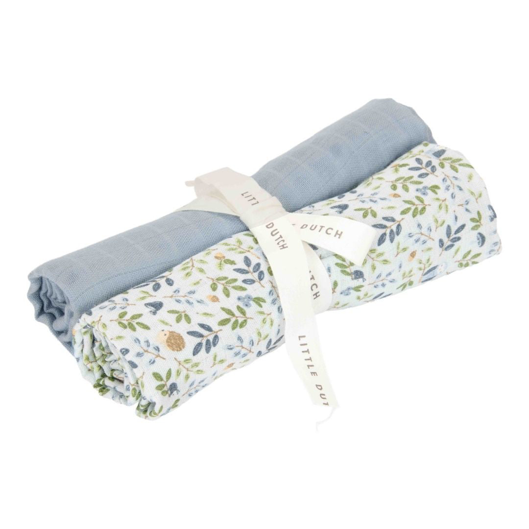 Little Dutch® Komplet 2 tetra pleničk Forest Adventure/Denim Blue 70x70 Little Dutch