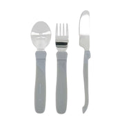 Twistshake® Jedilni pribor z nerjavečim jeklom (12+m) Pastel Grey Twistshake