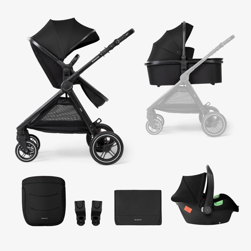 KikkaBoo® Otroški voziček s košaro 3v1 Ava Black KikkaBoo