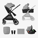 KikkaBoo® Stroller with carrycot 3-in-1 Ava Grey