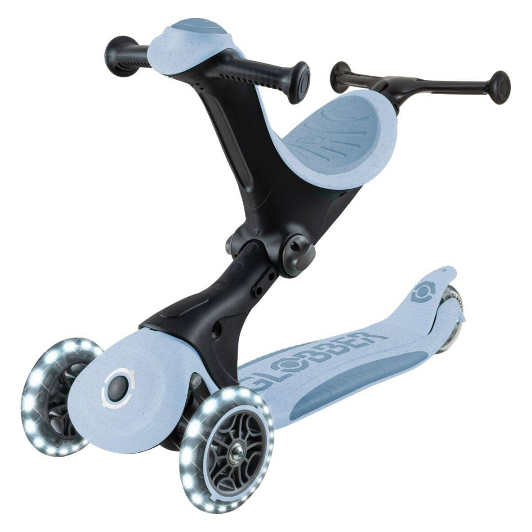 Globber® Zložljivi otroški skiro GO UP deluxe 360° s svetlečimi kolesi Blueberry Globber