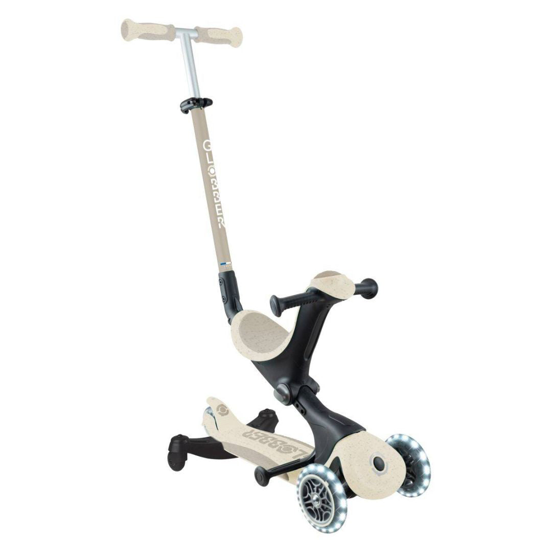 Globber® Zložljivi otroški skiro GO UP deluxe 360° s svetlečimi kolesi Taupe Globber