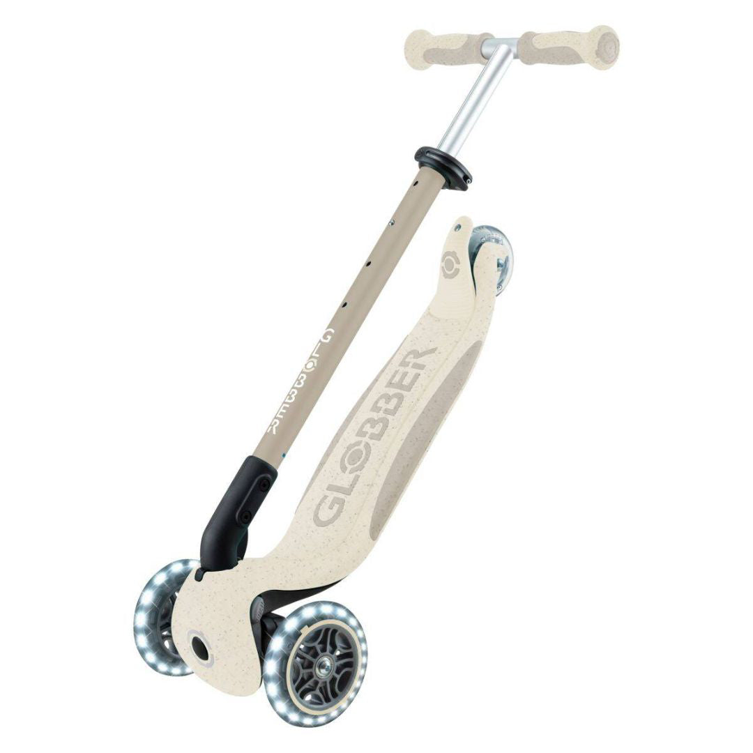 Globber® Zložljivi otroški skiro GO UP deluxe 360° s svetlečimi kolesi Taupe Globber