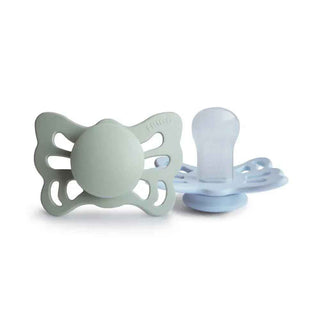 Frigg® Anatomical Silicone Pacifiers Butterfly Sage/Powder Blue  (0-6m)