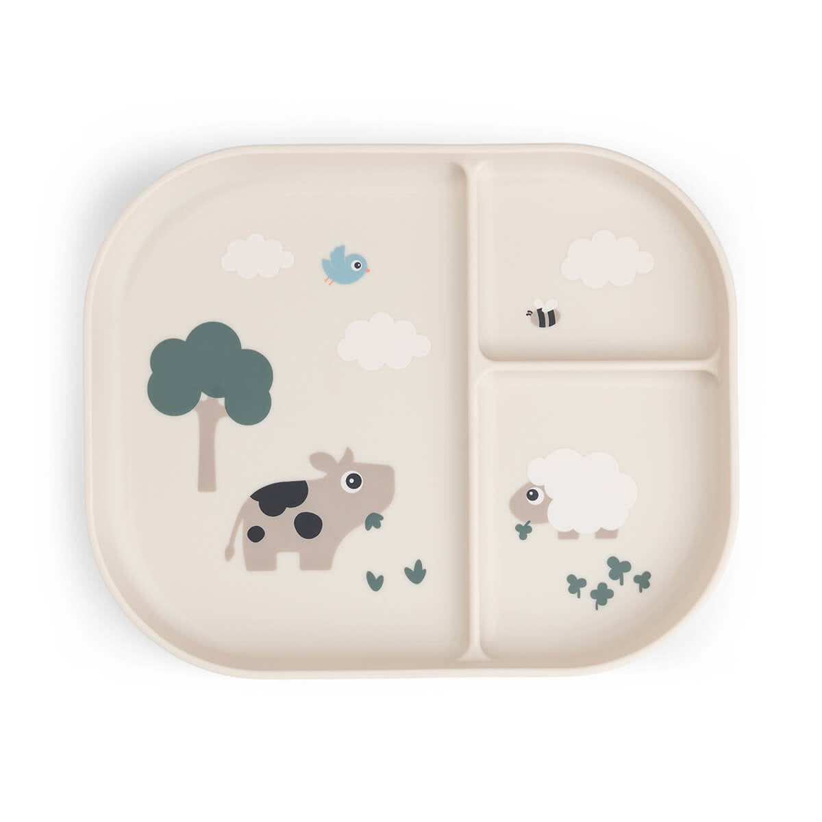 Done by Deer® Otroški deljeni krožnik Foodie Tiny Farm Sand Done by Deer