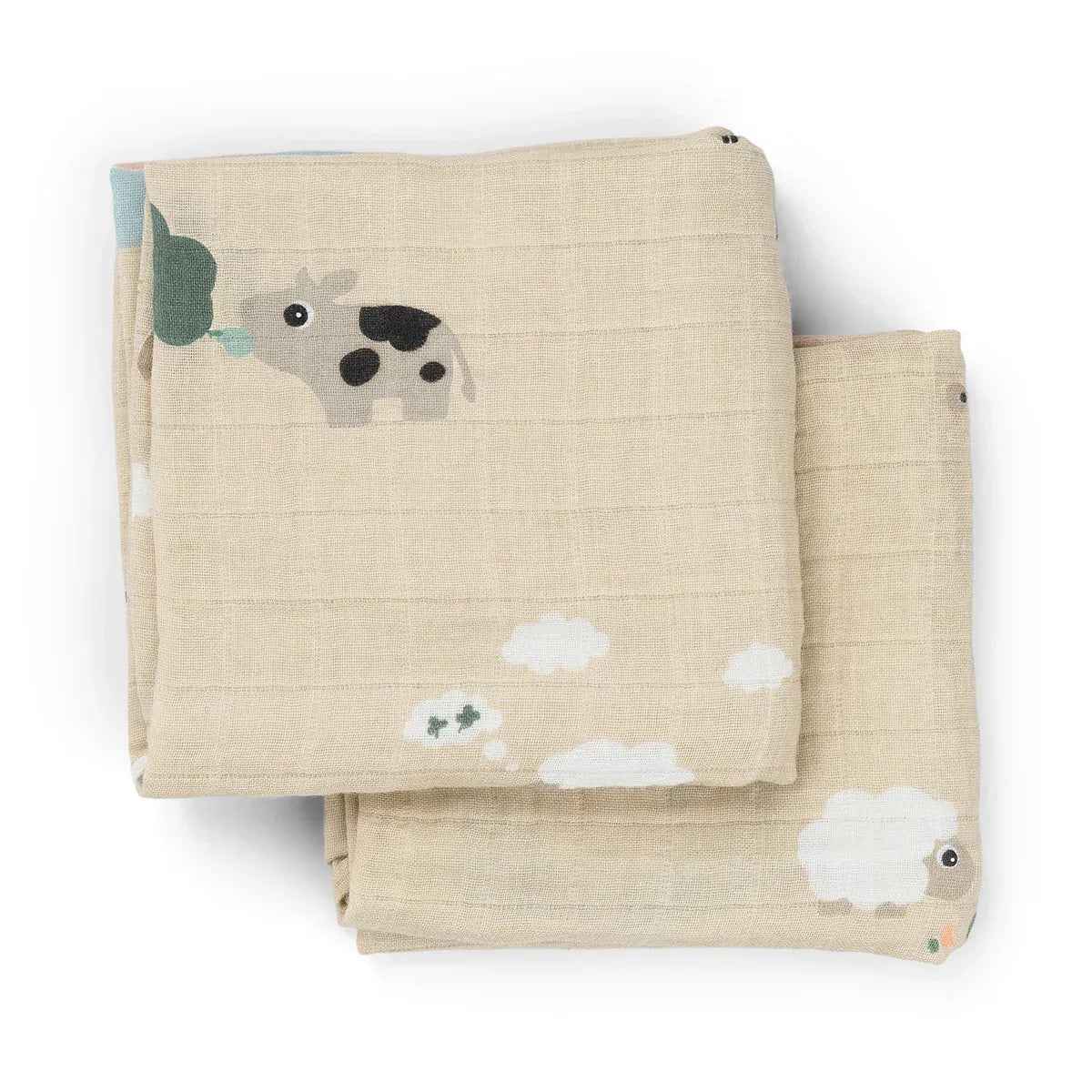Done by Deer® Komplet tetra pleničk Tiny Farm Sand 70x70 Done by Deer