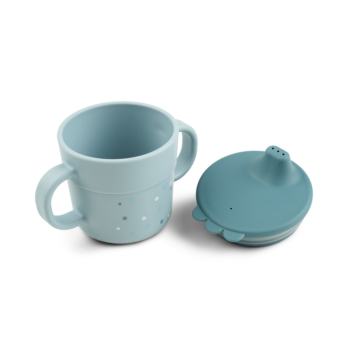 Done by Deer® Skodelica za učenje pitja Foodie Happy Dots Blue Done by Deer