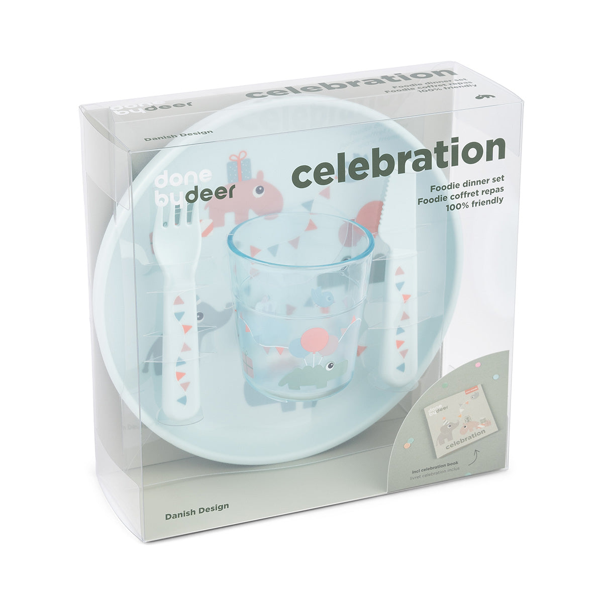 Done by Deer® Jedilni set za hranjenje Celebration Blue Done by Deer
