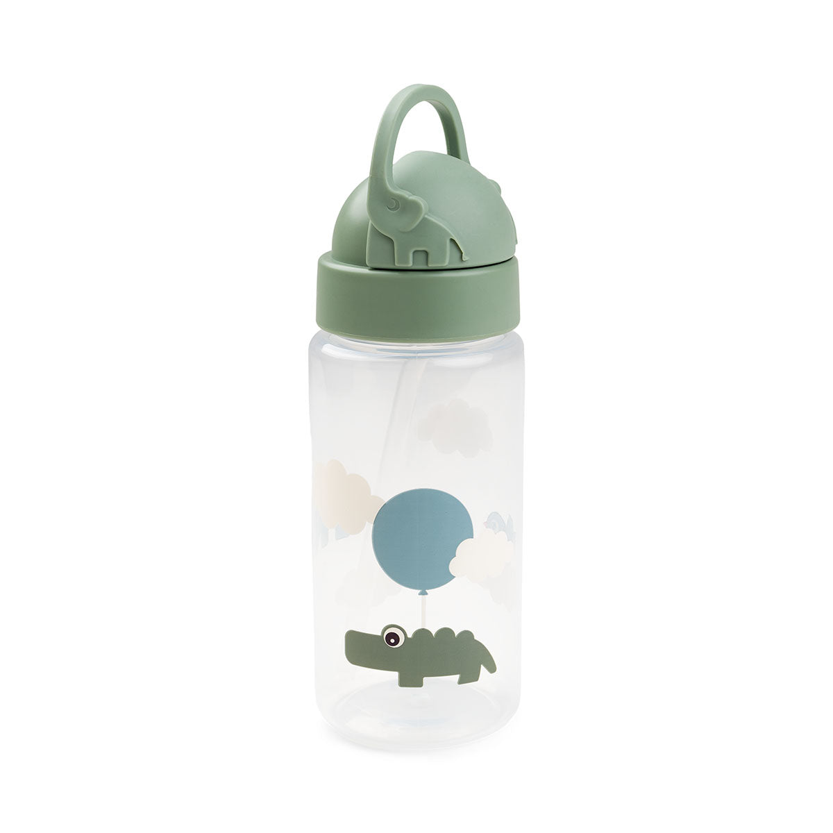 Done by Deer® Steklenička s slamico Happy clouds Green 350 ml Done by Deer