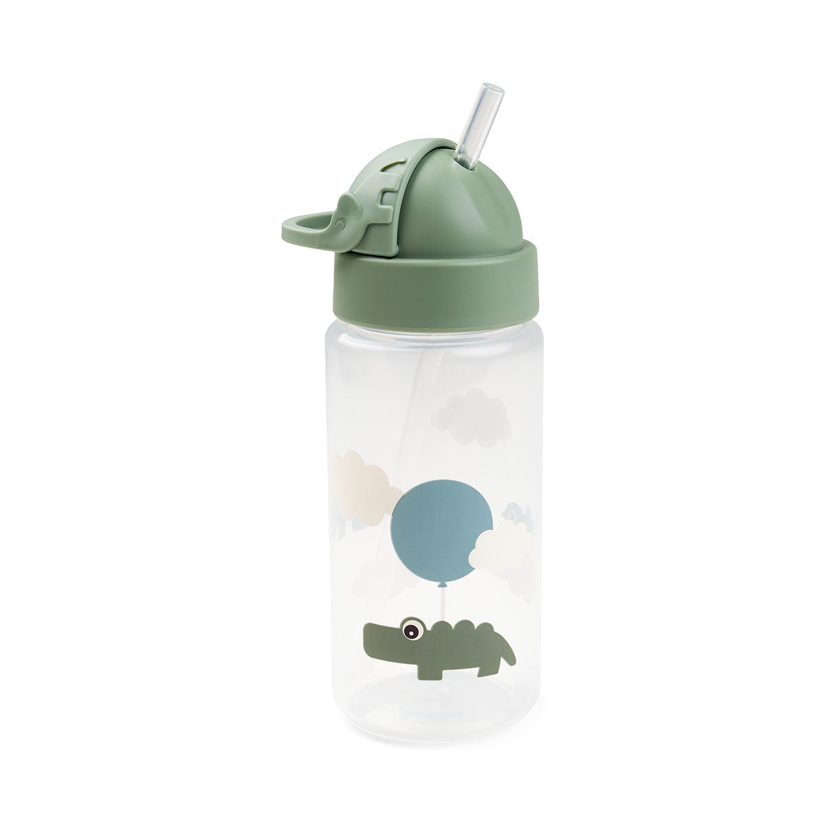 Done by Deer® Steklenička s slamico Happy clouds Green 350 ml Done by Deer