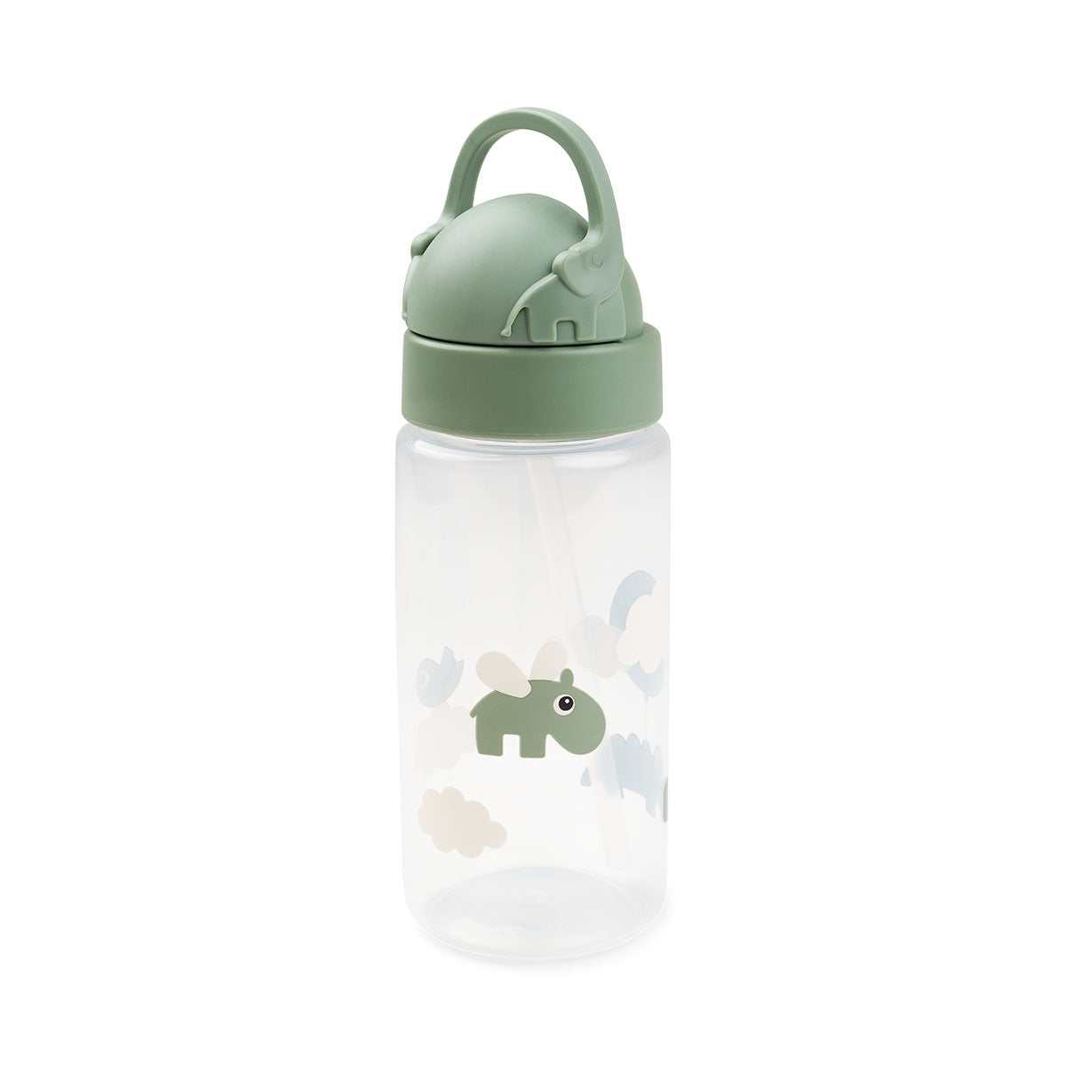 Done by Deer® Steklenička s slamico Happy clouds Green 350 ml Done by Deer