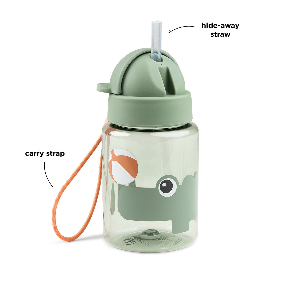Done by Deer® Steklenička s slamico Playground Green 280 ml Done by Deer