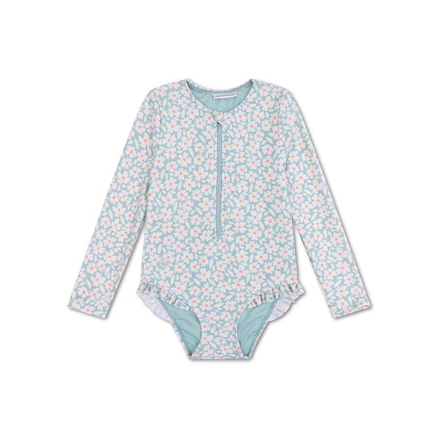 Swim Essentials® Otroške enodelne kopalke Green Flowers Swim Essentials
