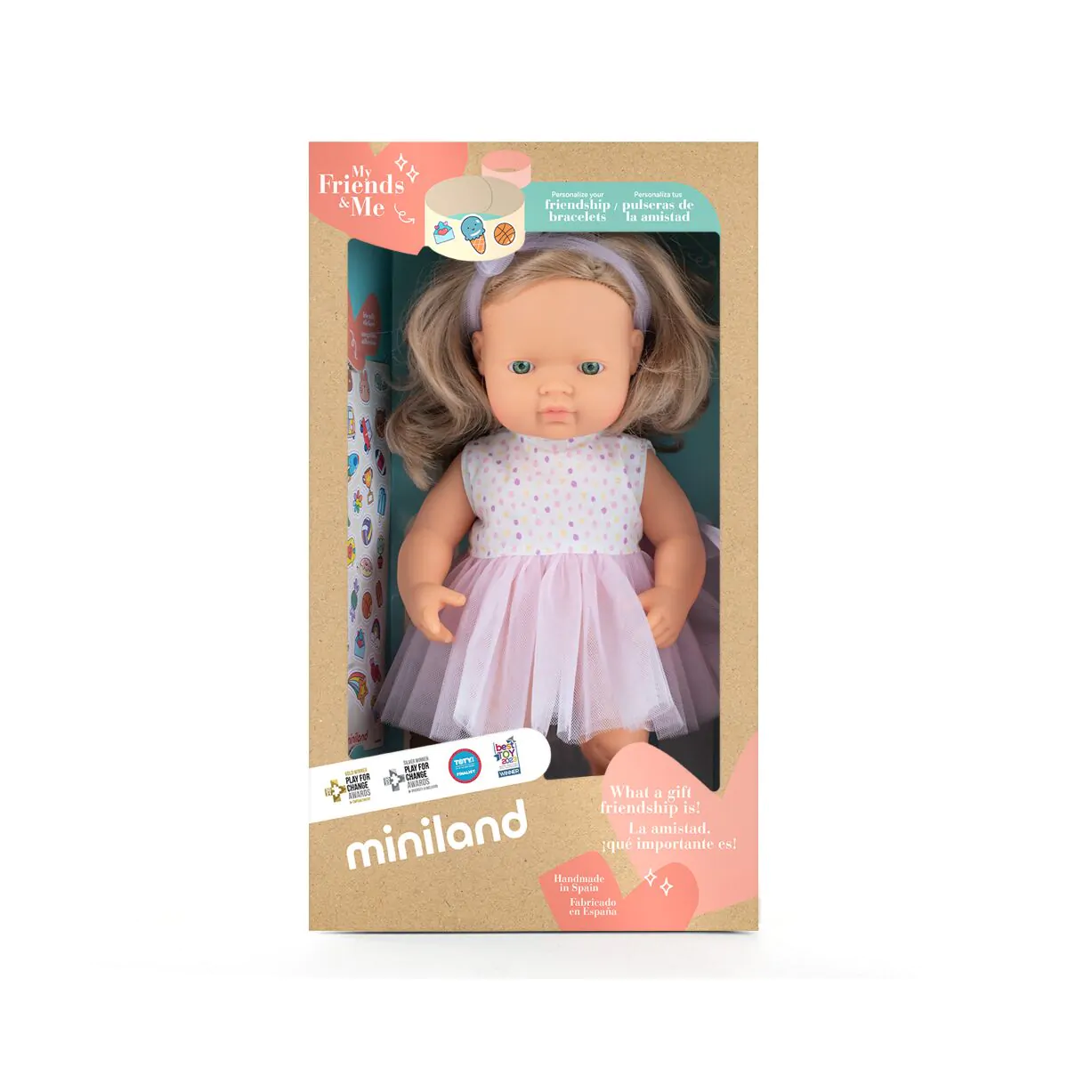 Miniland® Punčka Caucasian Girl 38cm My Friends & Me Miniland