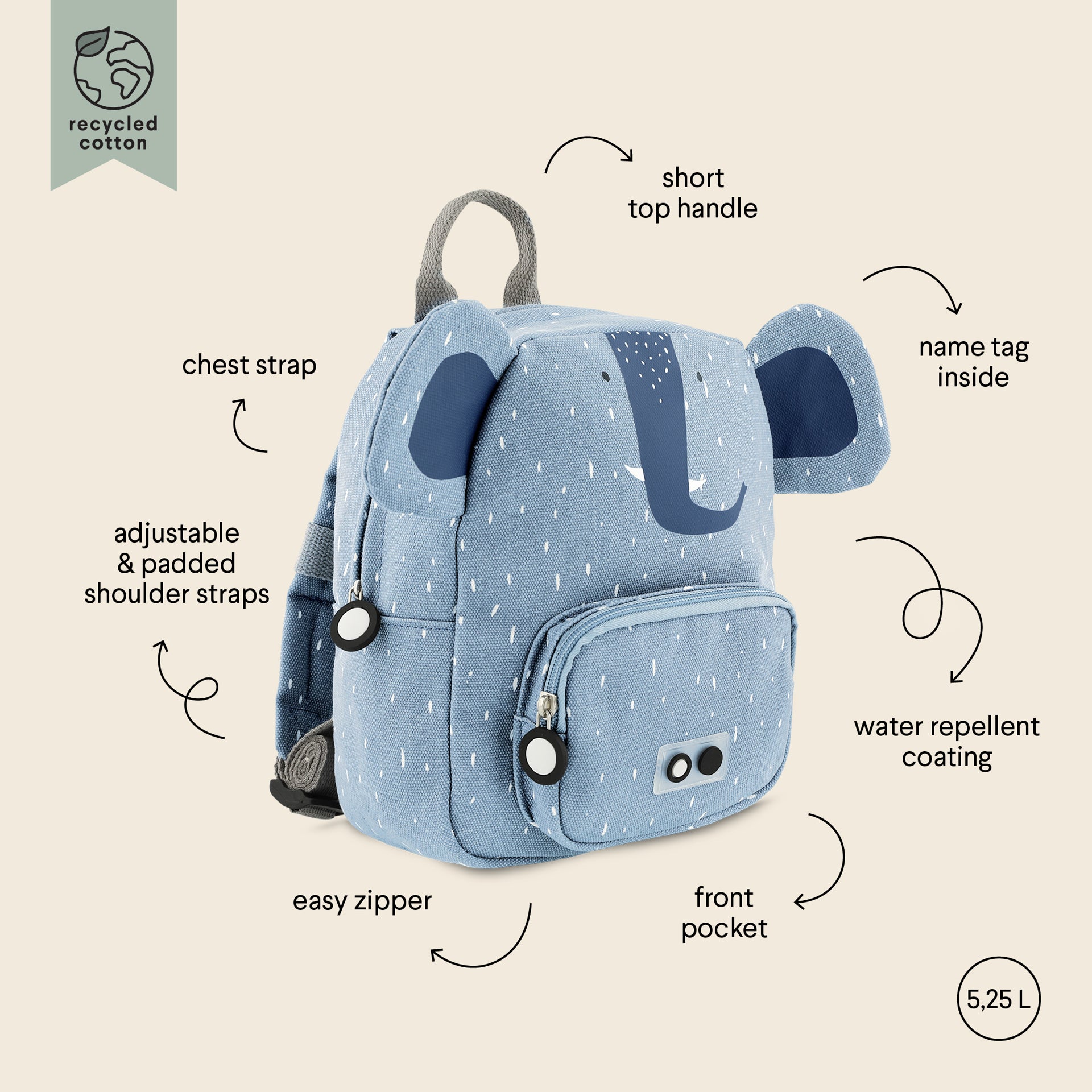 Trixie Baby® Otroški MINI nahrbtnik Mrs. Elephant Trixie Baby