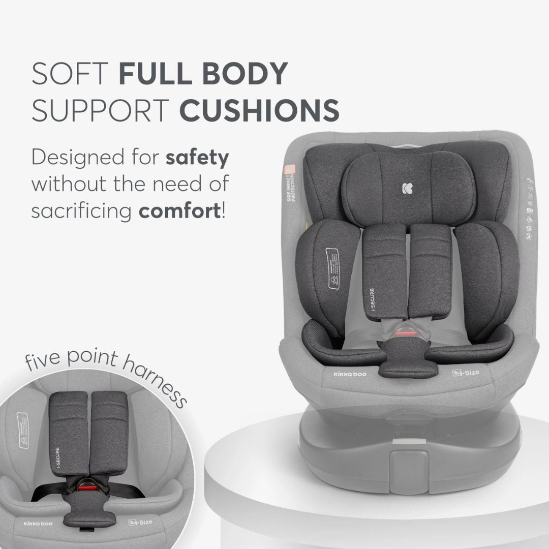 KikkaBoo® Otroški avtosedež 360 i-Secure i-SIZE (40-150 cm) Dark Grey KikkaBoo