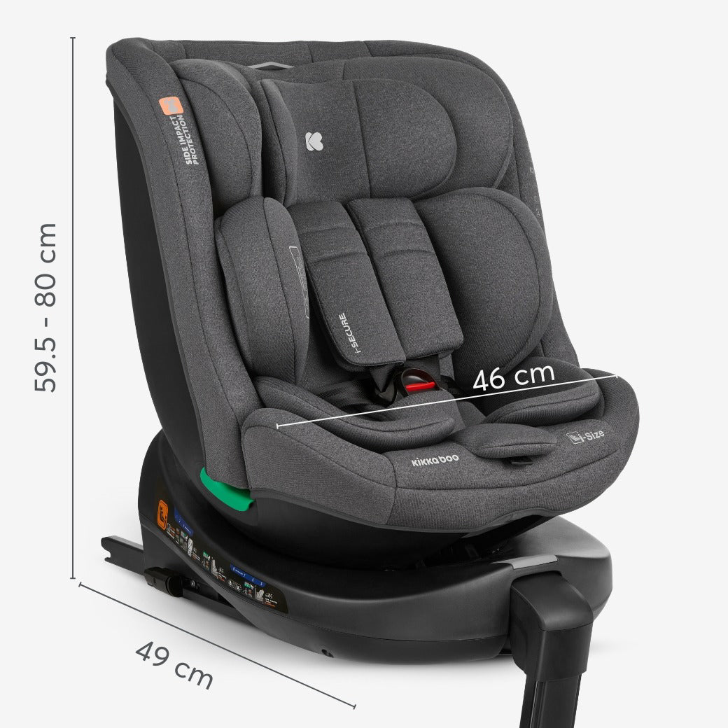 KikkaBoo® Otroški avtosedež 360 i-Secure i-SIZE (40-150 cm) Dark Grey KikkaBoo