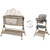 KikkaBoo® 2in1 Bedside Crib and Highchair Sleat Me Beige