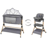 KikkaBoo® 2in1 Bedside Crib and Highchair Sleat Me Grey