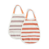 Done by Deer® Pull-over bib 2-pack Stripes Papaya/Powder