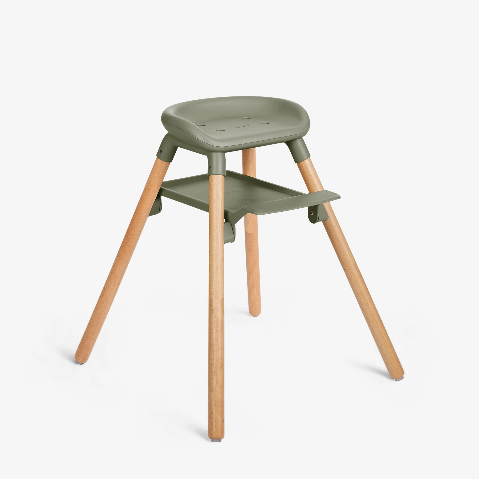 KikkaBoo® Otroški stol za hranjenje 2v1 Woody Army Green KikkaBoo