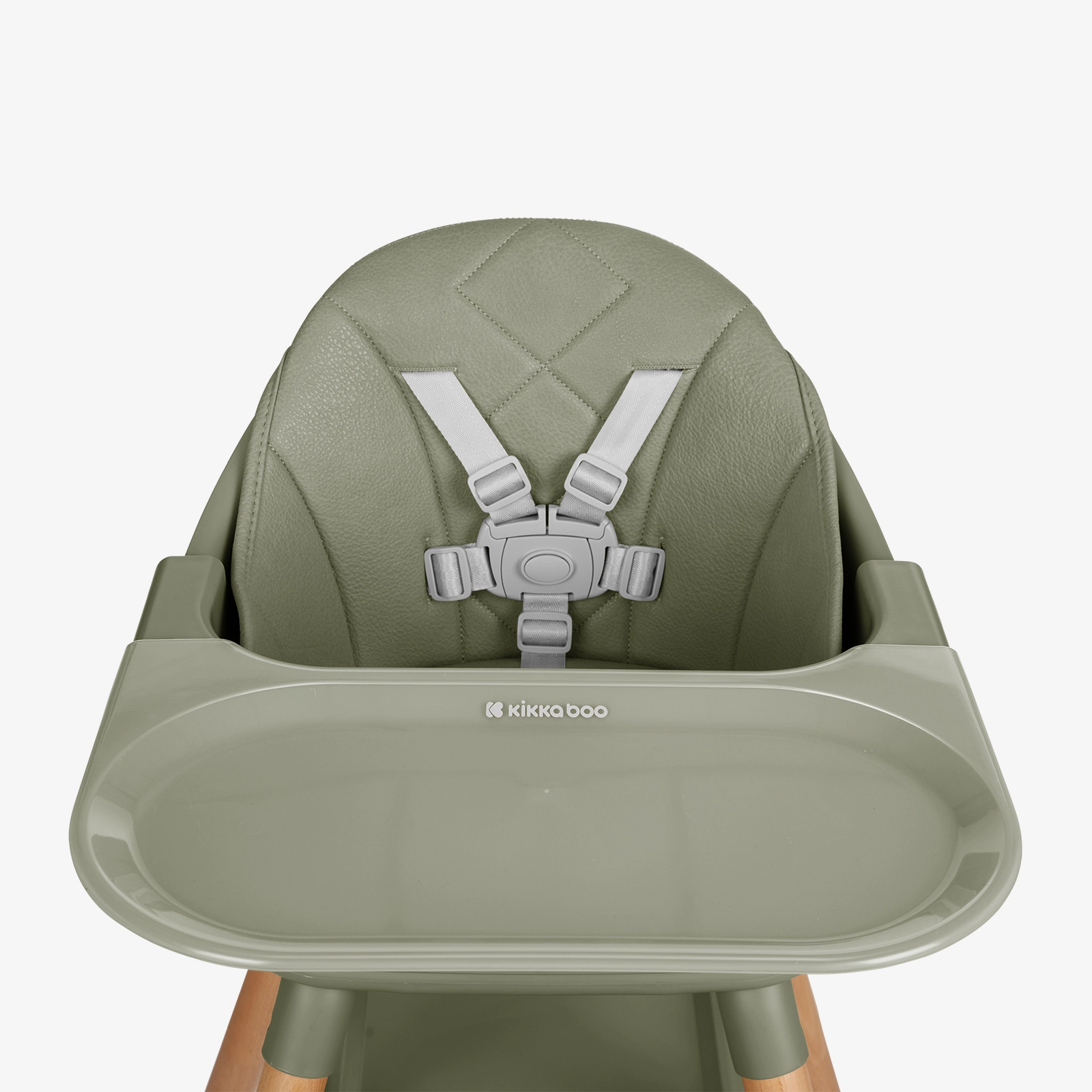 KikkaBoo® Otroški stol za hranjenje 2v1 Woody Army Green KikkaBoo