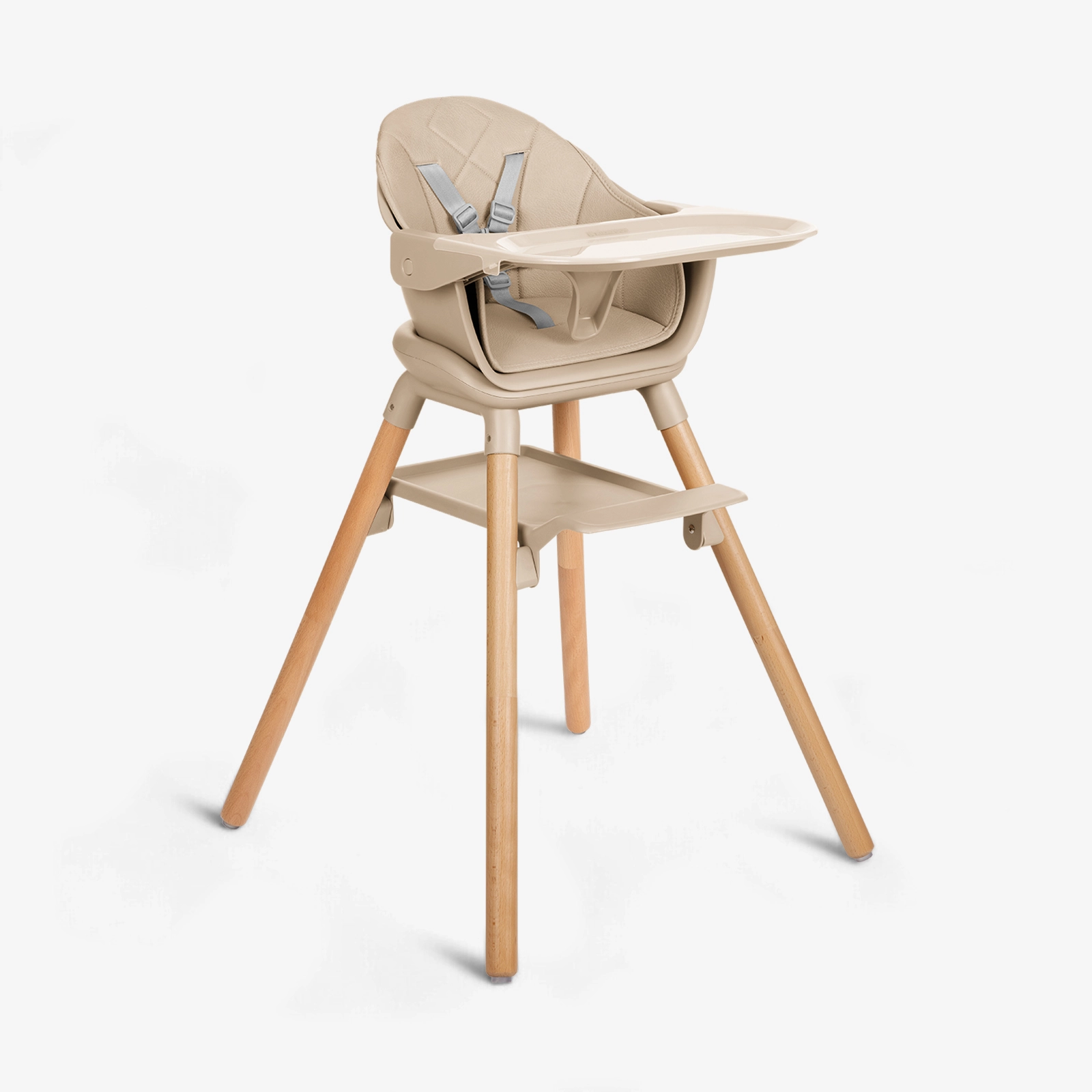 KikkaBoo® Otroški stol za hranjenje 2v1 Woody Beige KikkaBoo