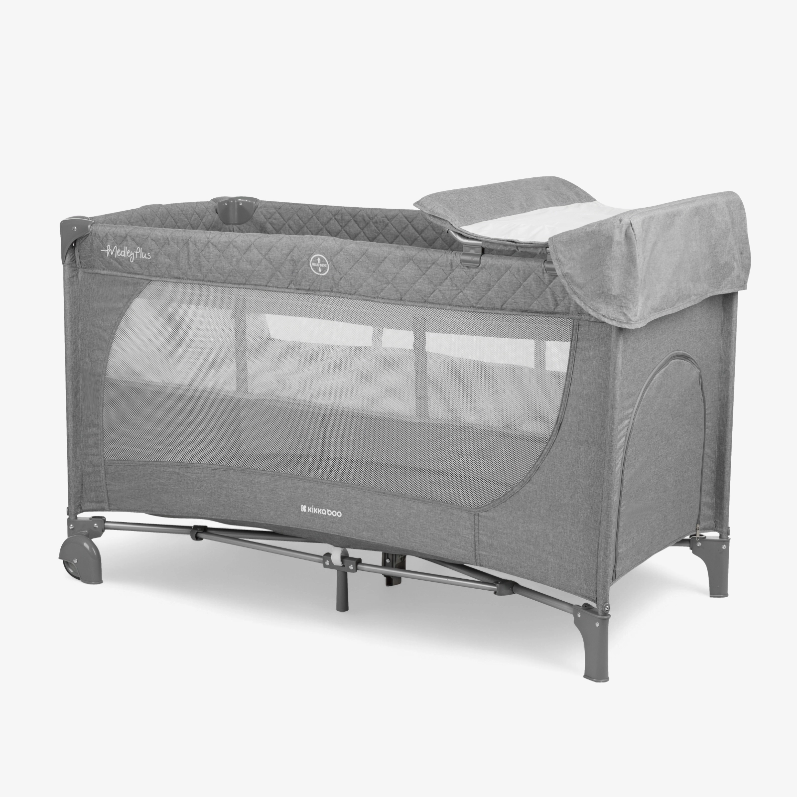 KikkaBoo® Prenosna posteljica 2 levels 125x65 Medley PLUS Grey KikkaBoo