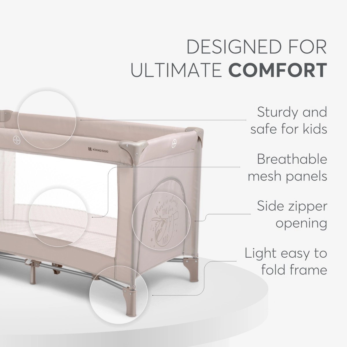 KikkaBoo® Prenosna posteljica 1 level 125x65 So Gifted Beige KikkaBoo