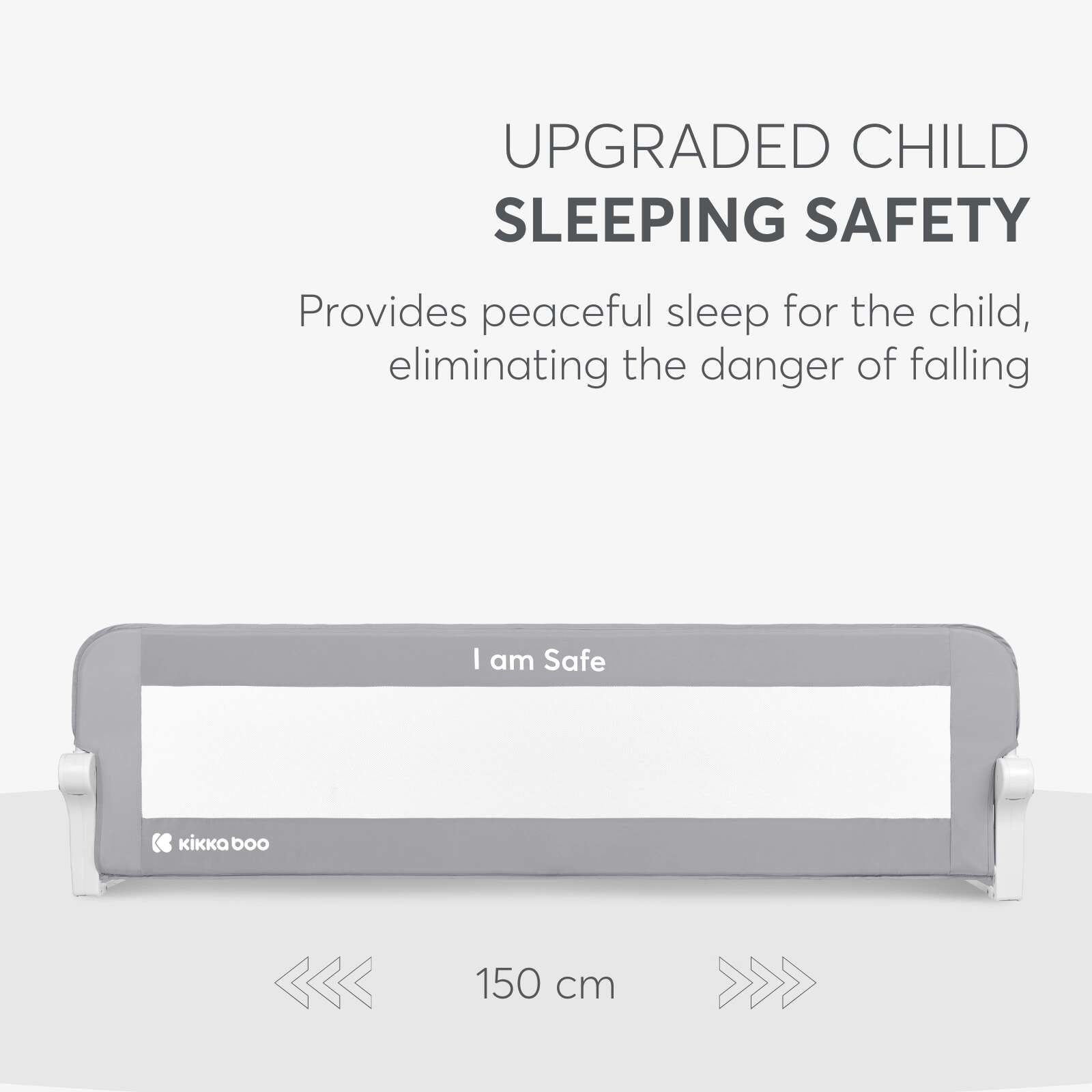 KikkaBoo® Posteljno varovalo I am Safe 150cm Grey KikkaBoo