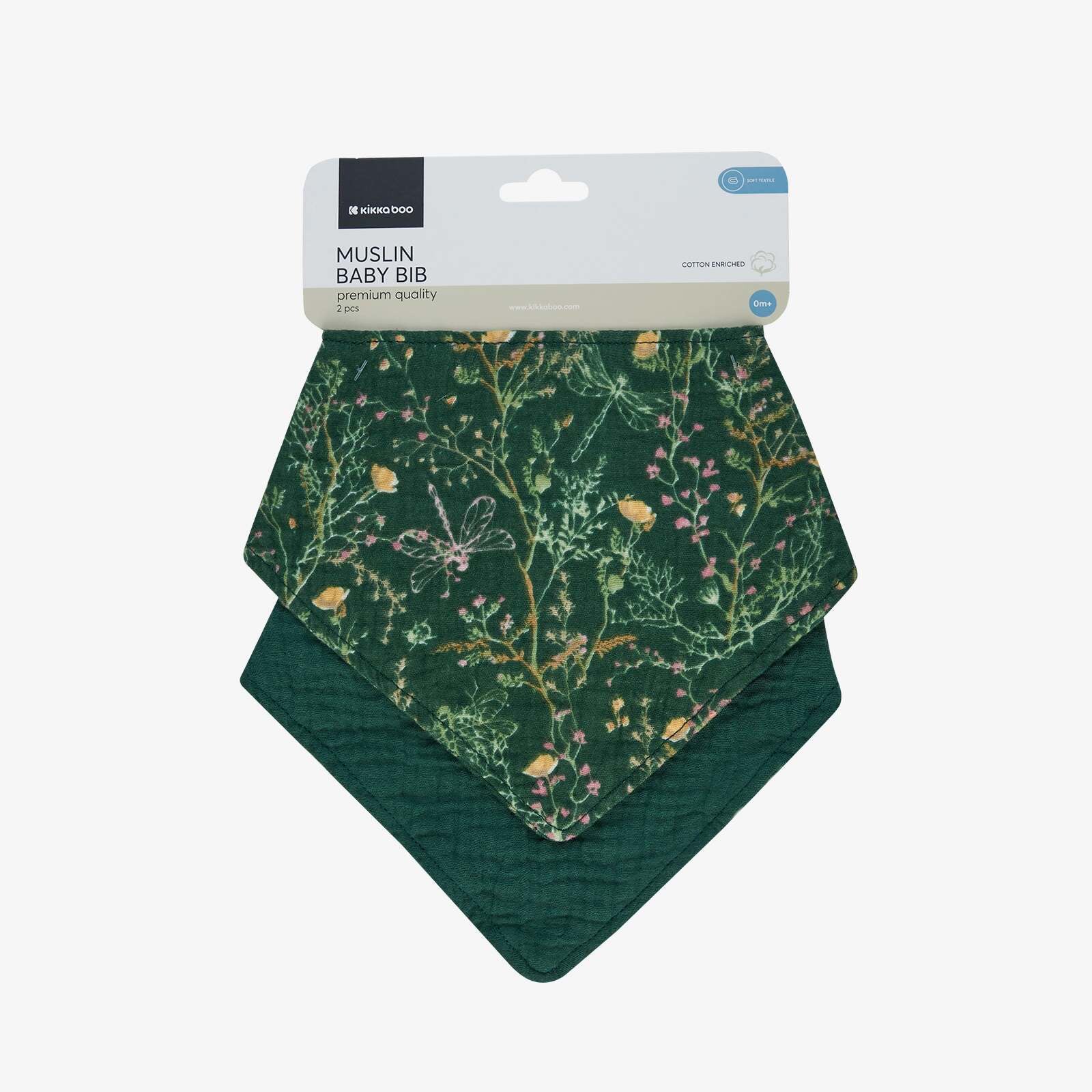 KikkaBoo® Set 2 slinčkov iz muslina Secret Garden Green KikkaBoo