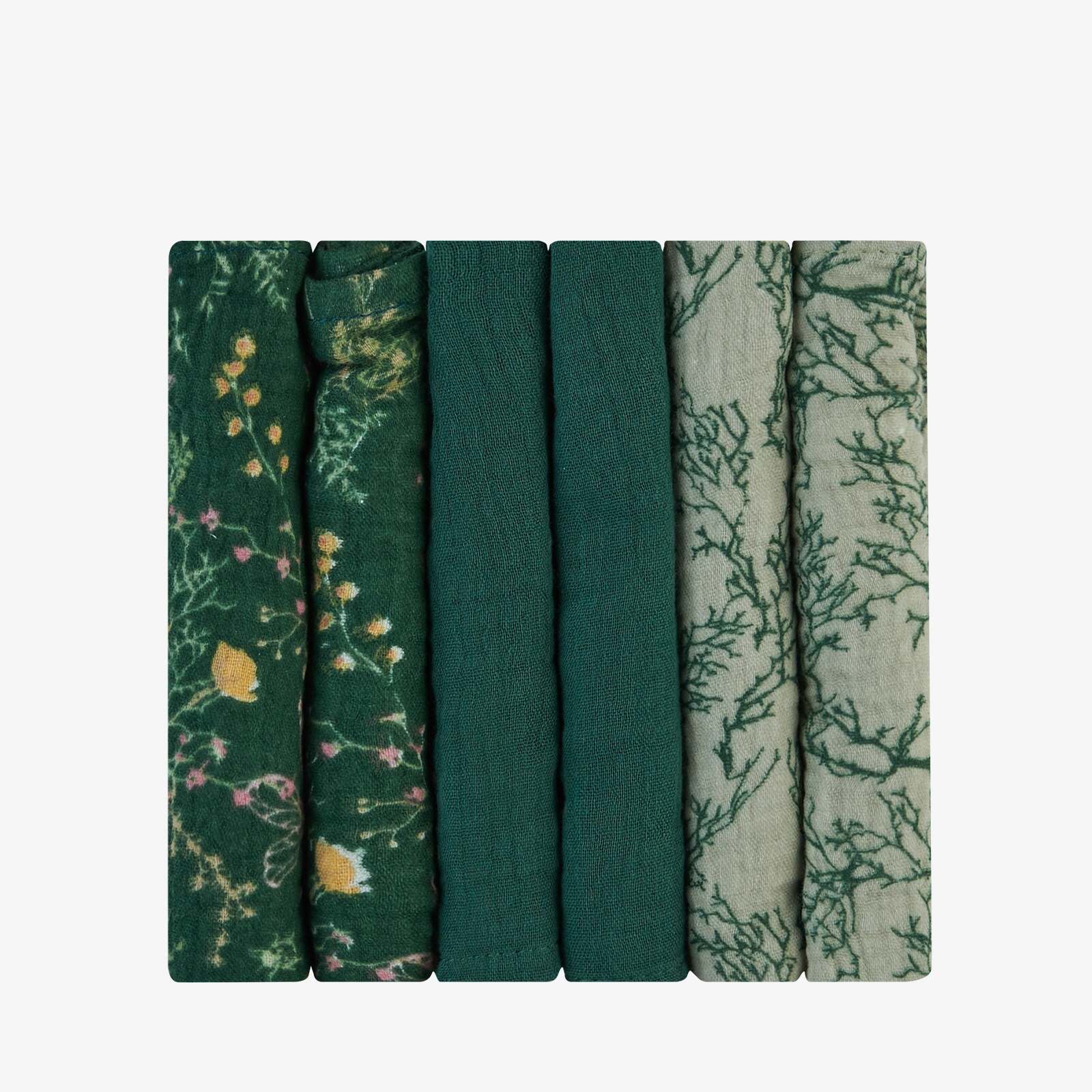 KikkaBoo® Krpice za umivanje iz muslina 6 kosov 30x30 cm Secret Garden Green KikkaBoo