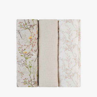 KikkaBoo® Povijalne Windeln aus Musselina 3 Stücke 100x100 cm Secret Garden Beige